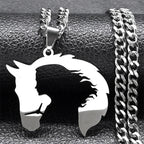 Horse Steel Pendant Silhouette Hollow Horsehead