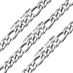 LUXUSTEEL Basic Punk Stainless Steel Chain Necklace For Women Men Cuban Figaro Braided Wheat Link Choker 5MM/7MM
