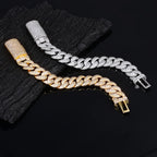 Iced Out Cuban Bracelet Stainless Steel 18MM 3-Row