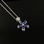 Blue Zircon Flower Necklace — Stainless