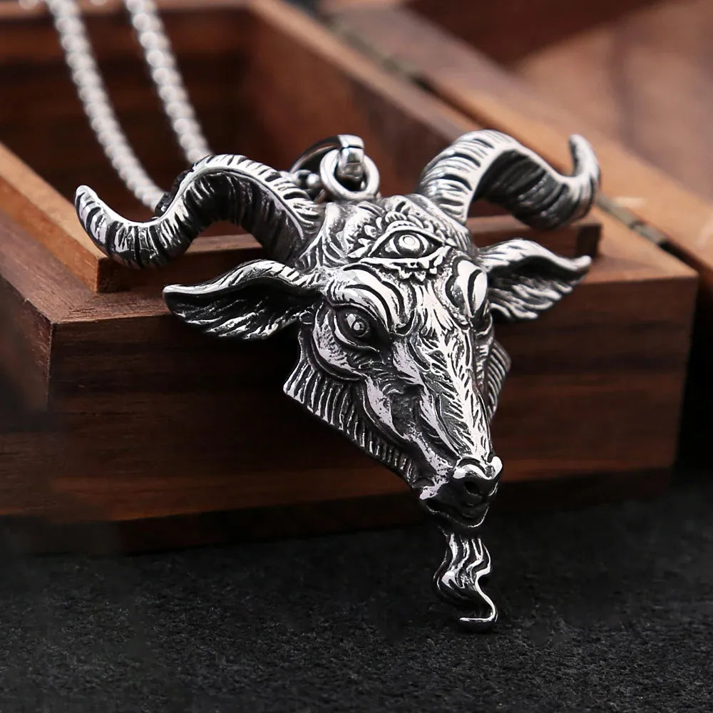 Baphomet Goat Head Pendant Necklace — Stainless Steel