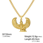 Egyptian Ankh Eagle Wings Feather Necklace — Stainless Steel