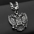 Russian Double-Headed Eagle National Emblem Symbol Pendant Necklace for Women Men Silver Color Stainless Steel Chain Jewelry