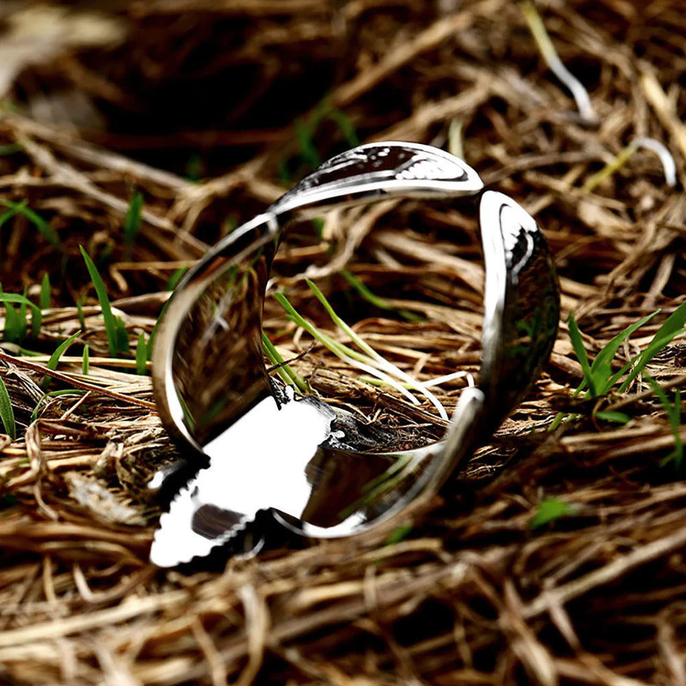 Butterfly Skull Steel Ring Gothic Punk Vintage