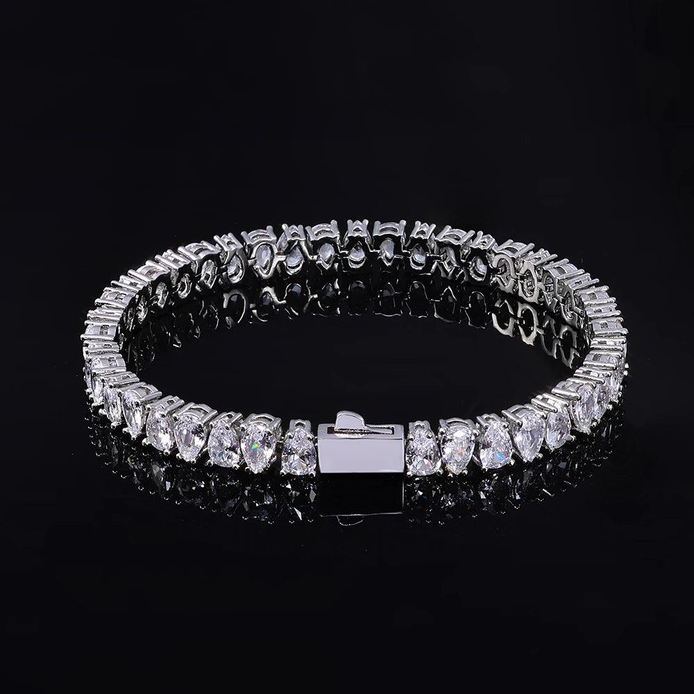 Tennis Bracelet Stainless Steel 6MM Teardrop CZ