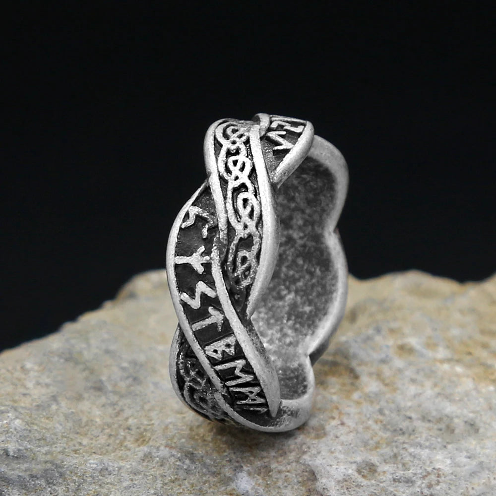 Odin Steel Ring Viking Letter Nordic Runes Punk