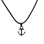 Marine Series Anchor Rudder Pendant Necklace Men Durable Wax Thread 24Inches Long Neck Jewelry Outdoor Surfing Beach