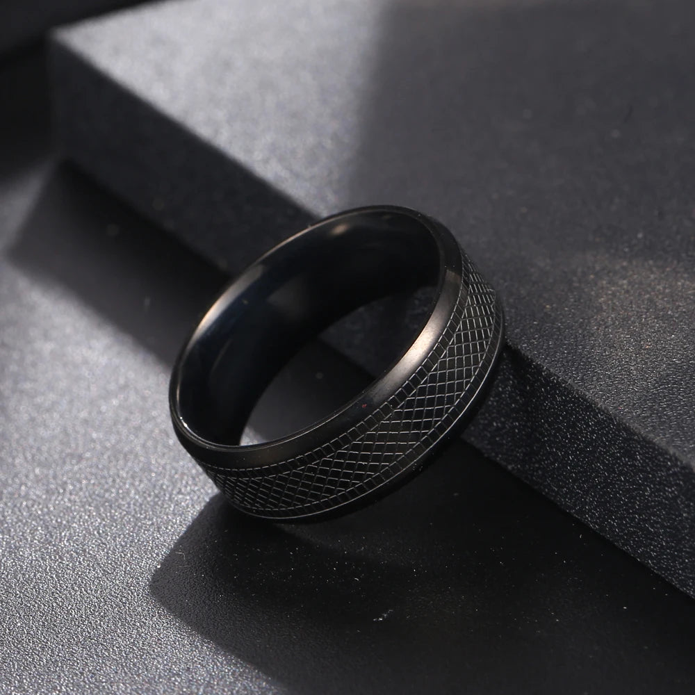 1Pcs European and American Punk Ring, Dark Plaid Snake Skin Texture Men's Ring, Trendy Hip-Hop Hand Accessory