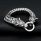 Double Wolf Head Bracelet — Stainless Steel