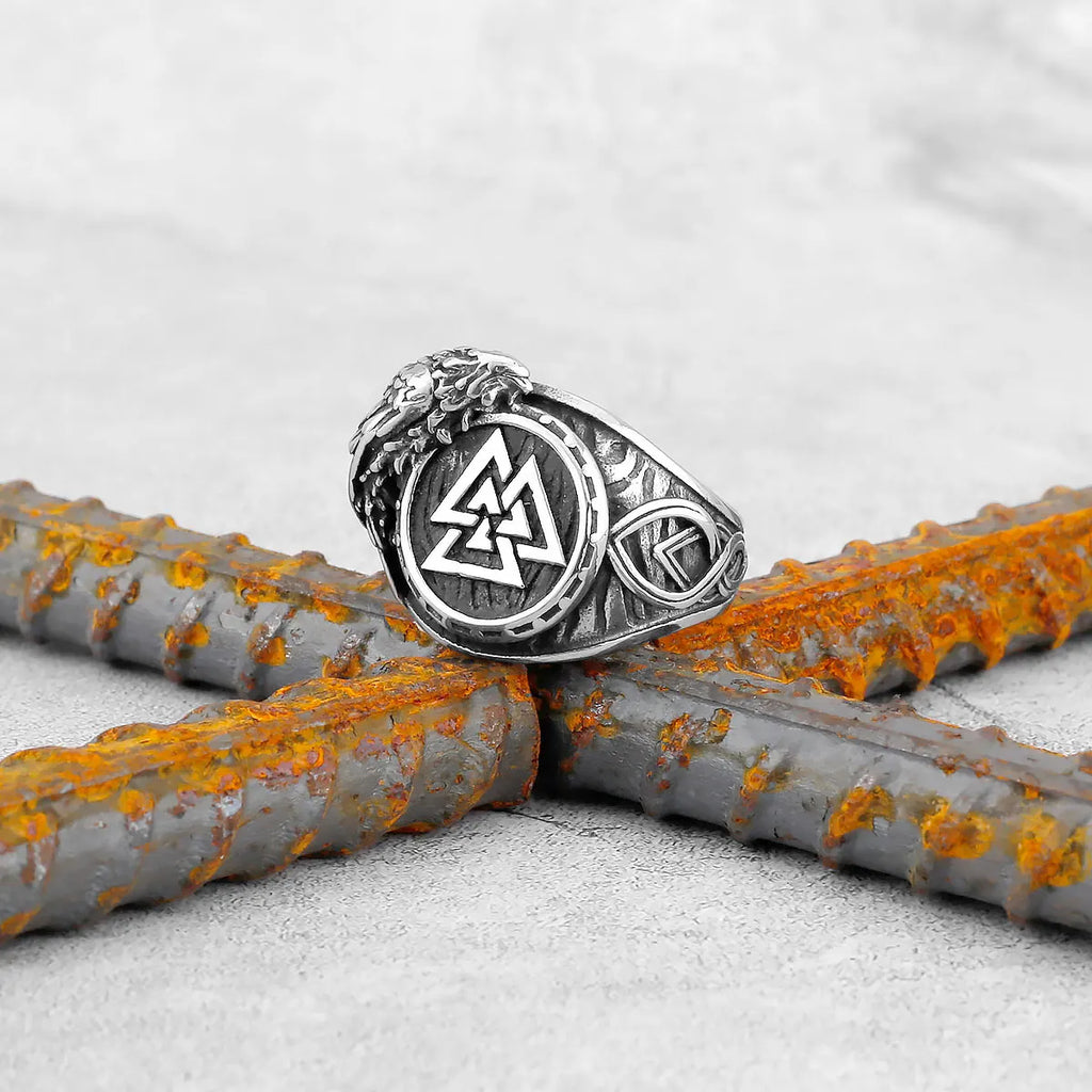 Vintage Stainless Steel Viking Amulet Ring Norse Compass Runes Men and Women Rings Teens Multi Style Jewelry Boyfriend