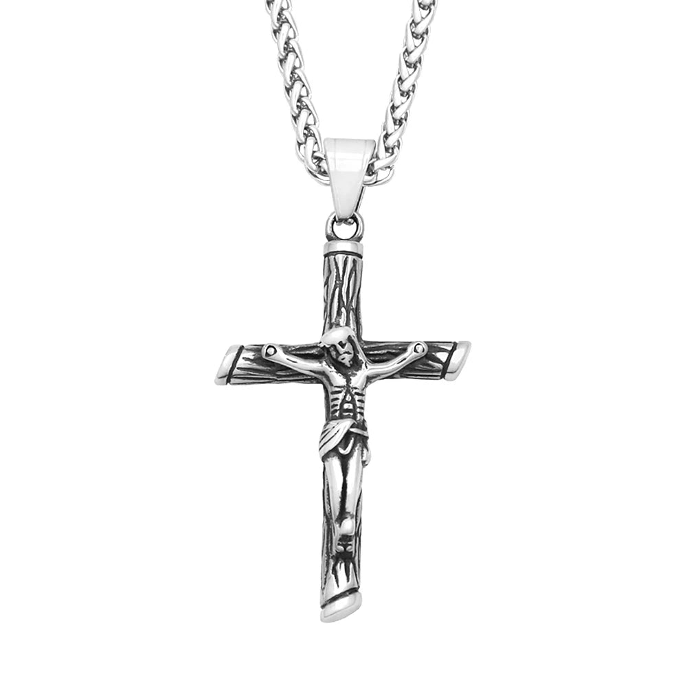 Cross Jesus Steel Pendant Vintage 316L Religious