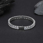 Tennis Bracelet Stainless Steel 6MM Rectangle CZ