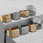 Cross Gemstone Ring — Stainless Steel