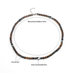 Natural Stone 6mm Tiger-eye Beads Hematite Beaded Necklace for Men Handmad Jewelry