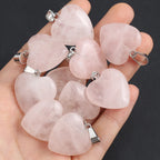 5pc Natural Stone Pendant Heart Clear Quartz Healing Crystals Stone Charms For Jewelry Making DIY Necklaces