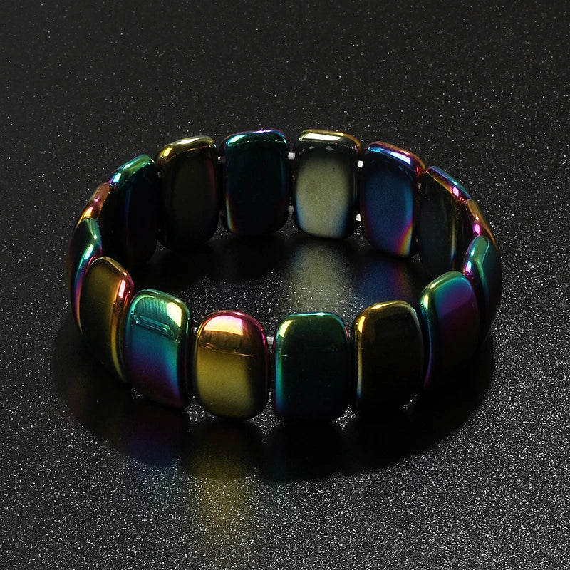 Hematite Therapy Stretch Bracelet — Mixed Metal