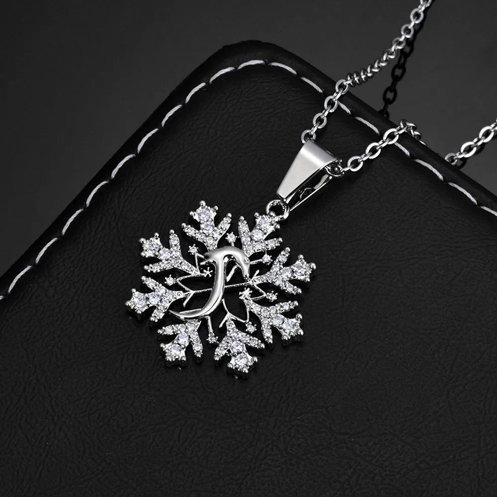 Gold Snowflake Pendant Necklace Statement
