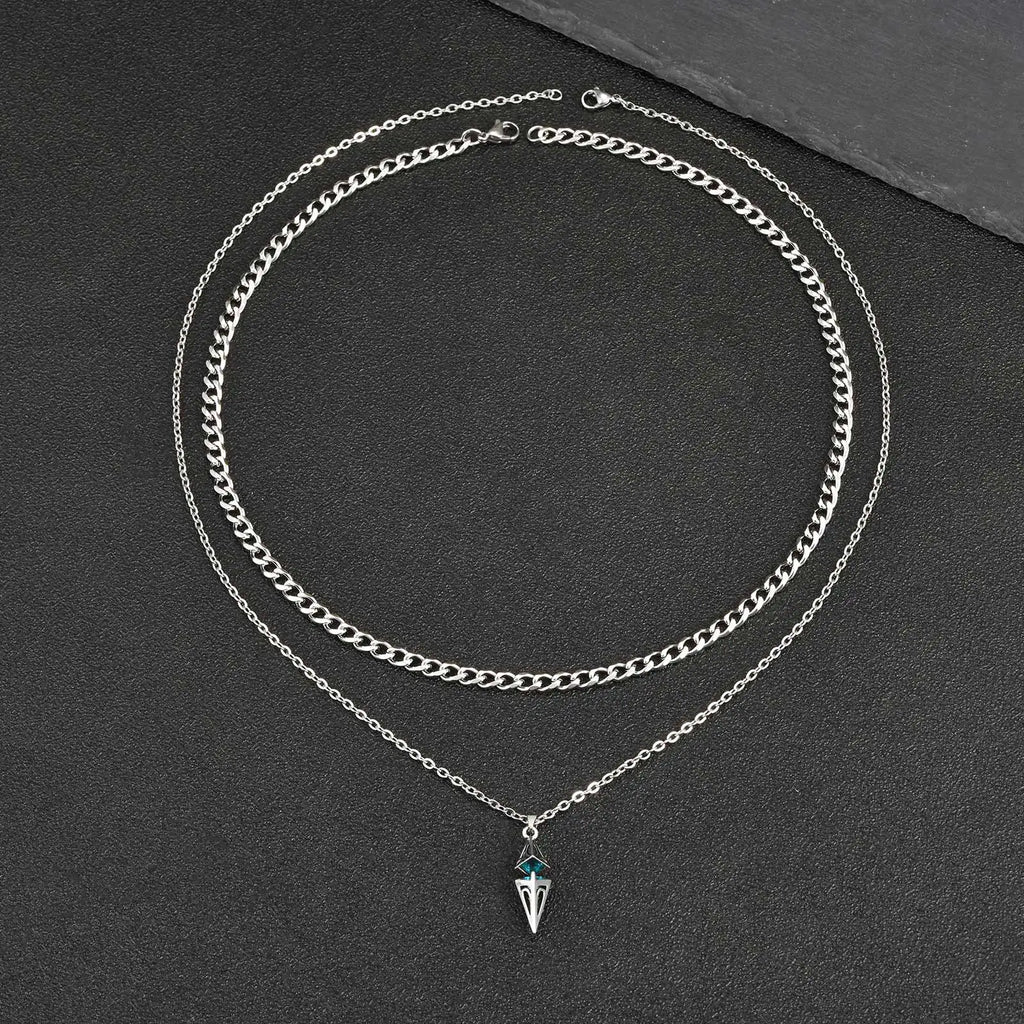 Blue Stone Layering Necklace — Stainless