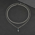 Blue Stone Layering Necklace — Stainless