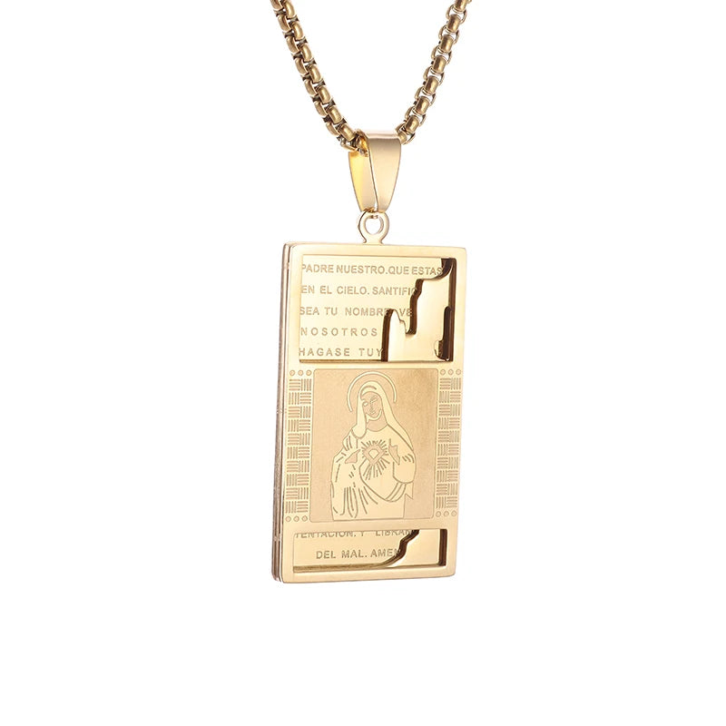 New Gold Color Crucifix Image Men\\'s Pendant Christ Miami Cuban Religious Necklace for Daily Wear Fashion Jewelry Accessories