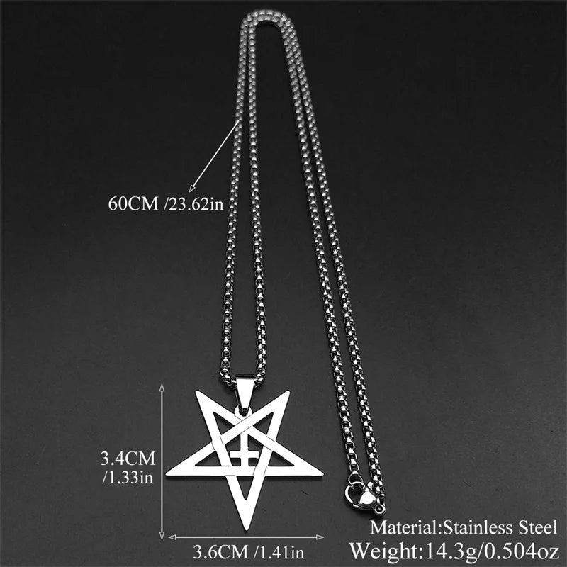 Gothic Inverted Pentacle Cross Pendant — SS