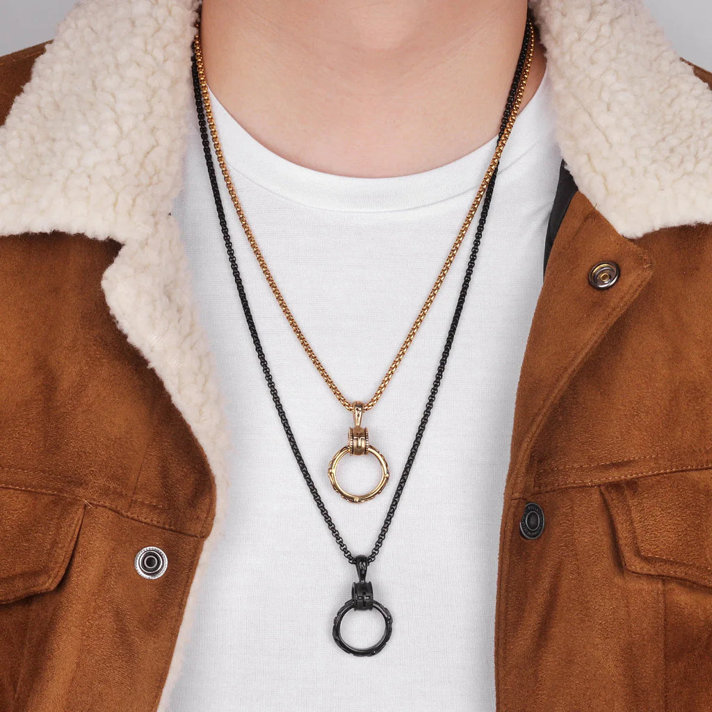 Cross Ring Black Mens Long Necklaces Pendants Chain Hip Hop Punk for Boy Male Stainless Steel Jewelry Creativity Gift Wholesale