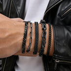Black Byzantine Braided Bracelet — Stainless Steel