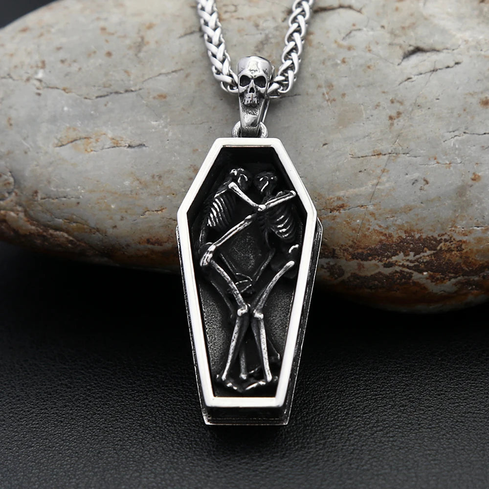 Skull Coffin Pendant Necklace — Stainless Steel