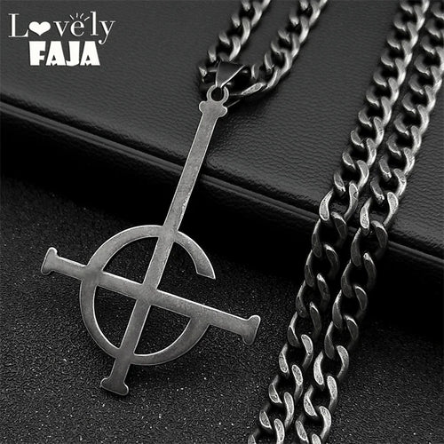 Cross Black Pendant Necklace — Stainless Steel