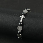 Catholic Rosary Bracelet St. Benedict Medal Cross Prayer Bracelets Hematite Beads Religion Jewelry Accessories Gifts