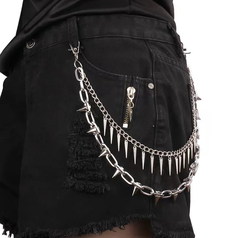 Double Layer Rivet Pants Chain — Exaggerated Punk Jeans Chain