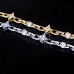 Iced Out Star Chain Necklace CZ Oval Link