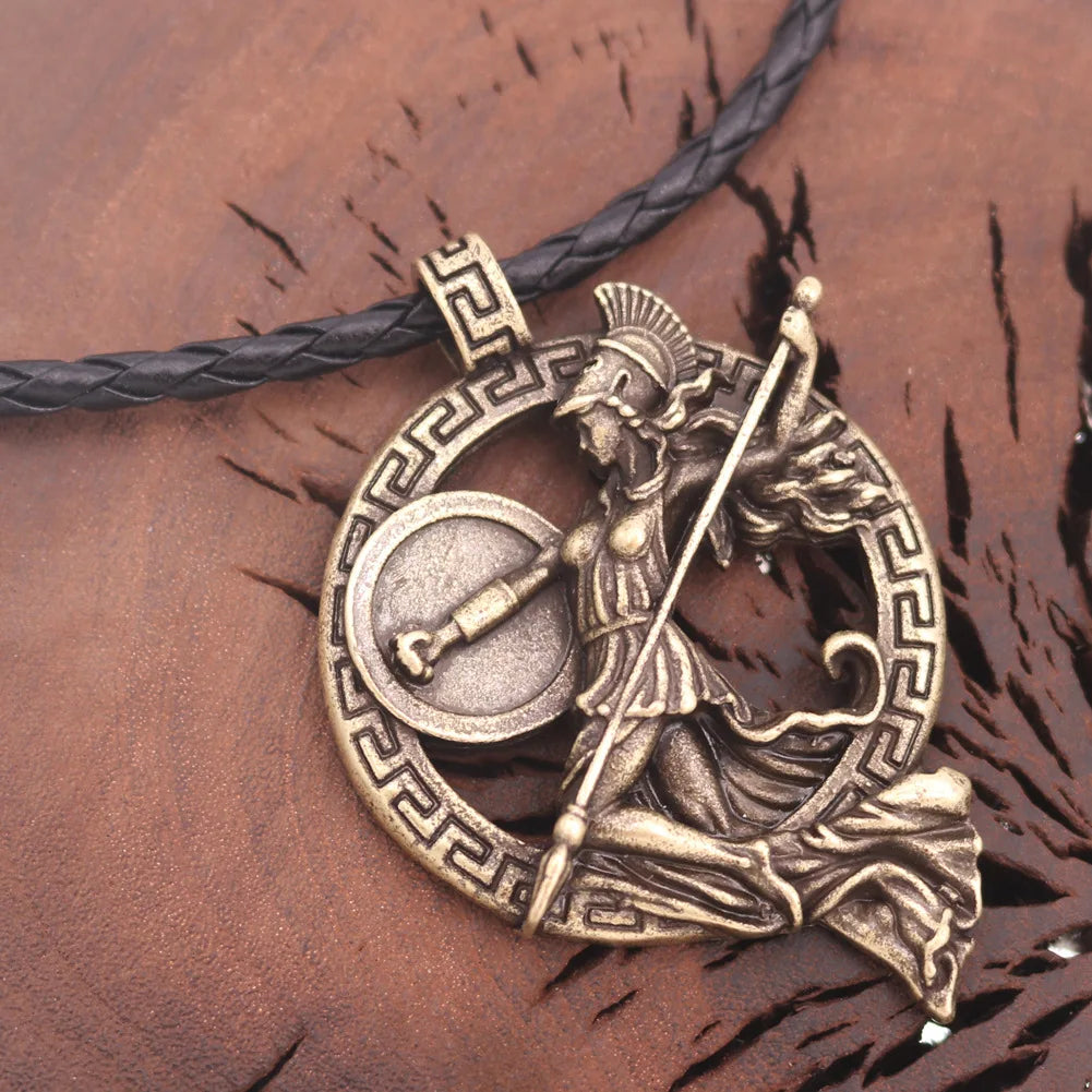 1pcs Warrior Goddess Minerva Necklace Greek Mythology Men's Necklace Roman Jewelry Men's Pendant Jewelry