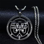 Demon Seal Silver Pendant Necklace — Stainless Steel