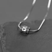 Engraved Rotatable Six-Syllable Mantra Stainless Steel Necklace