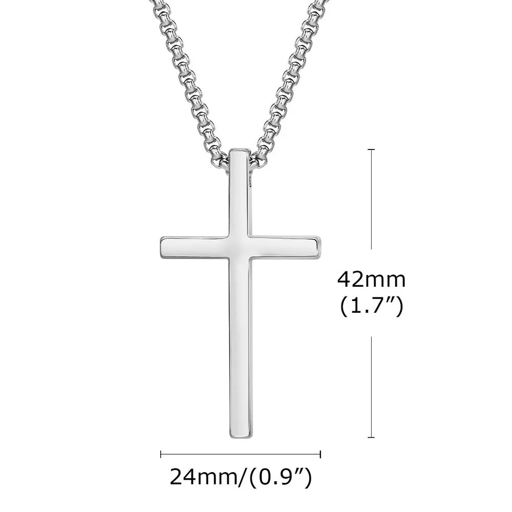 Cross Box Chain Pendant Necklace — Stainless Steel