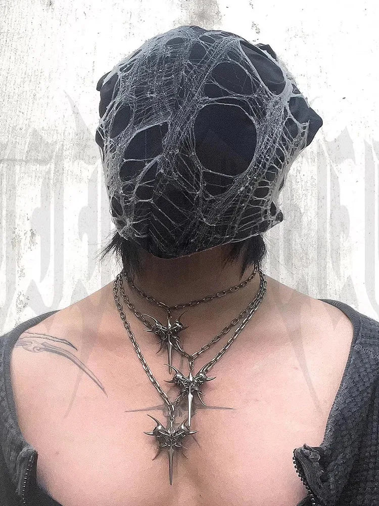 2025 New Punk Necklace Silver Color Metal Unisex Skeleton Spike Stainless Steel Ins Cool Neck Accessaries for Women Men