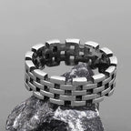 Simple Punk Retro Black Stainless Steel Mens Rings for Women Couple Lover Boy Girlfriend Biker Jewelry Creativity Gift