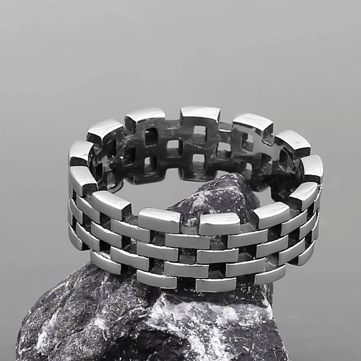 Simple Punk Retro Black Stainless Steel Mens Rings for Women Couple Lover Boy Girlfriend Biker Jewelry Creativity Gift