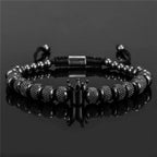 Simple Crown Royal Charm Men Women Bracelets Bangles Copper Charm Beads Braiding Crown Bracelet Jewelry Gift