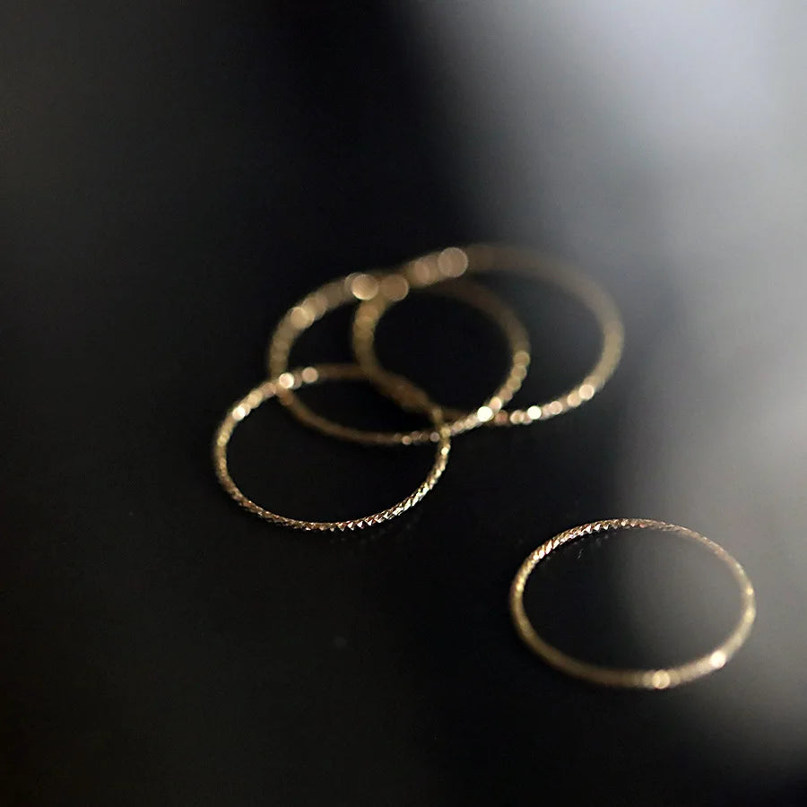 925 Sterling Silver Plated 14K Gold Minimalist Thin Ring for Women  Korean Fashionable Stacked Ring