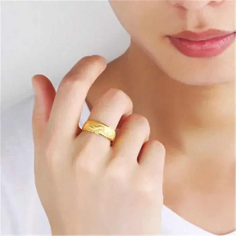 Ring for Man Luxury Engraving Dragon Adjustable Ring Fashion Jewelry Male Two Color Yellow/White Gold Finger Ring Gift