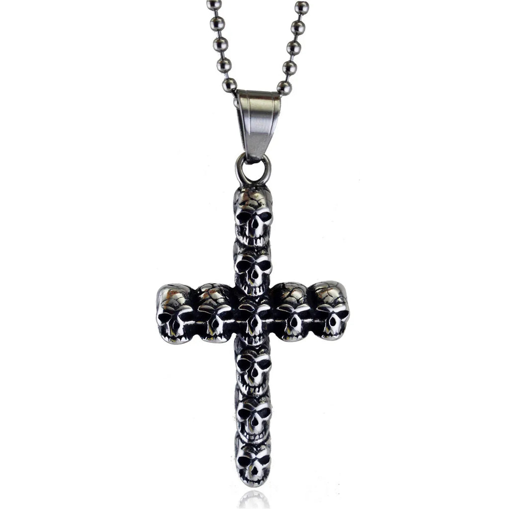 Cross Skull Steel Pendant European American Retro