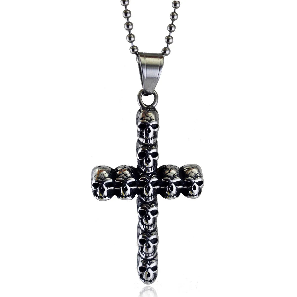Cross Skull Steel Pendant European American Retro