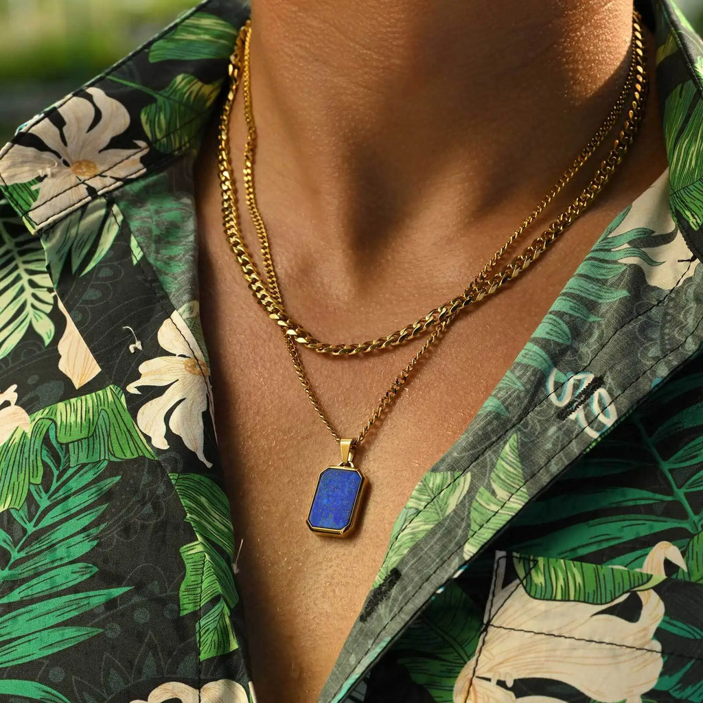 Lapis Lazuli Stone Pendant — Stainless