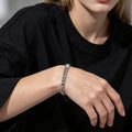 Stainless Steel Angled Rectangle Link Bracelet for Men Women, Silver Color Cuban Chain, Hih Pop Punk Jewelry Gift