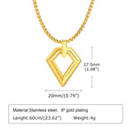 Hollow Geometric Square Pendant — Stainless