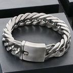 Classic Bracelet Men's 18MM Width Brushed Matte 316L Stainless Steel Curb Cuban Link Chain Man Bracelets Male Jewelry