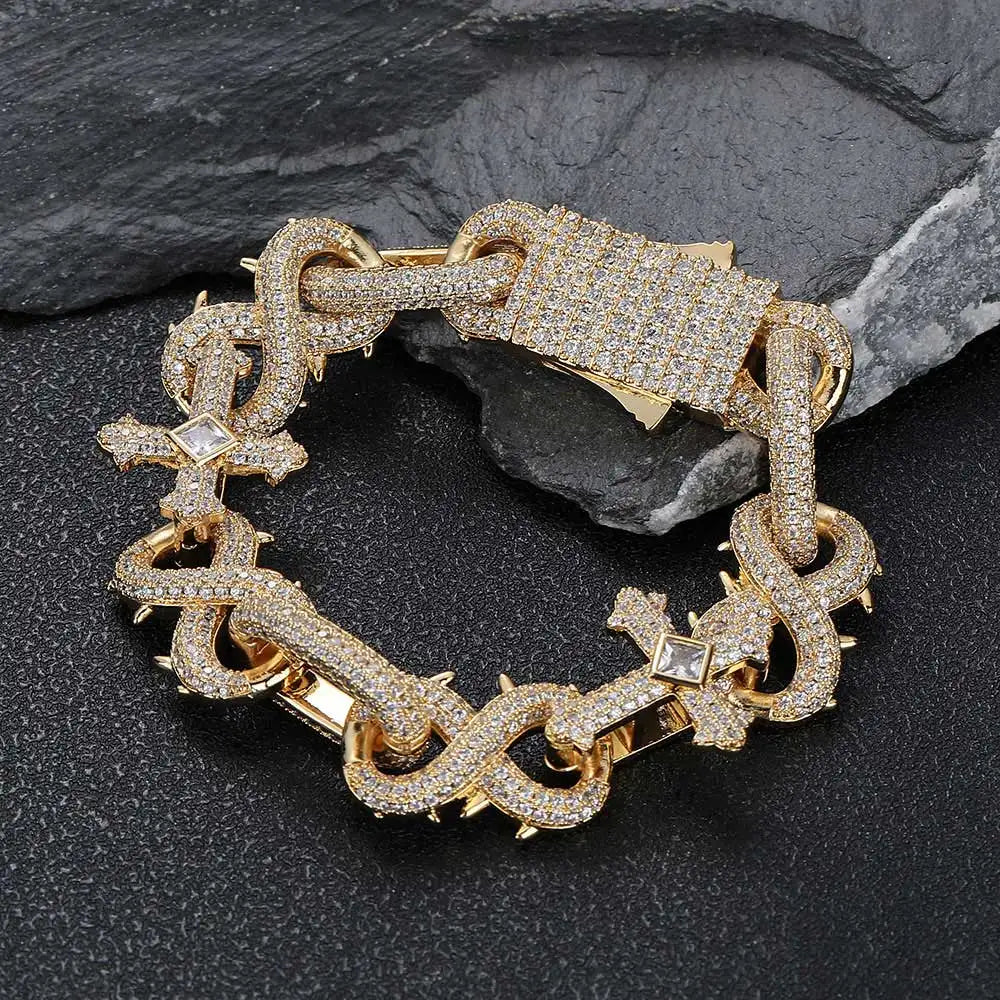 Gold Cross Infinity Cuban Chain Necklace 18MM