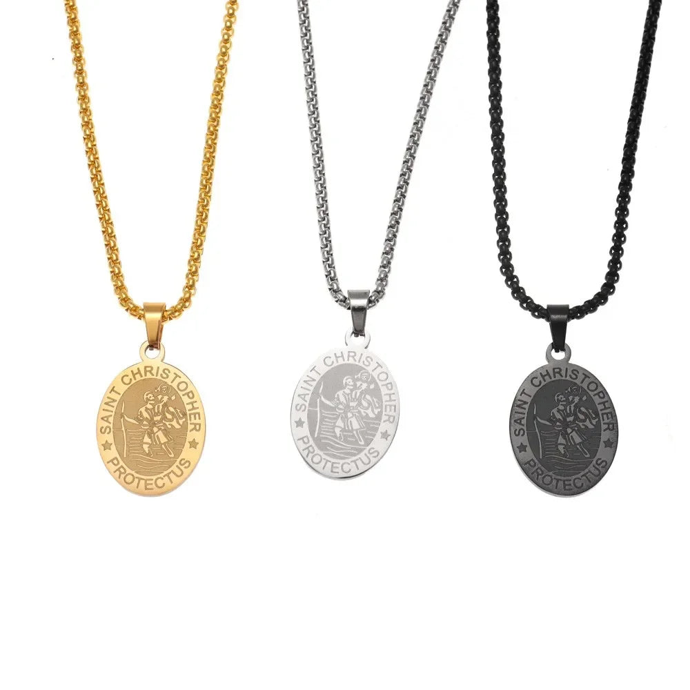St. Christopher Protector Pendant — Stainless Steel